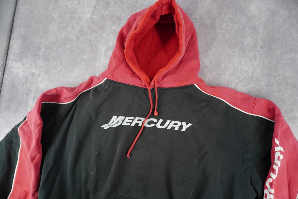 Mercury Marine Racing Black Red Pullover Hoodie Y2K Motorsports Distressed XXL